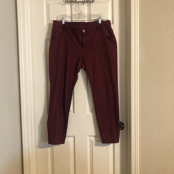 Lane Bryant Pants - Lane Bryant burgundy straight leg tapered ankle denim style pants size 18